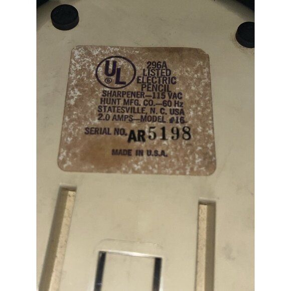 Vintage Boston Pencil Sharpener Electric MCM Egg Oval Shape AR5198 #16 WORKS - Picture 7 of 7